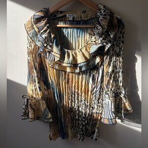 Jaipur Multicolor Animal Print Ruffle Blouse